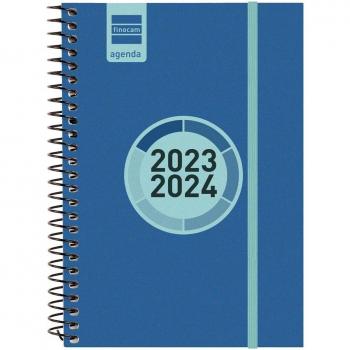 Agenda Escolar Finocam Espir Label E8-120x171 semana vista horizontal azul cobalto 2023-2024