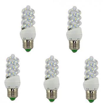 Bombilla LED Mini Espiral E27 7W Luz Fría (6500K) Pack de 5 unidades