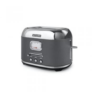 MUSE MS-120 DG Tostador de pan para 2 rebanadas, 1000W, color gris y negro/acero inoxidable