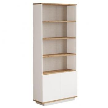 Vajillero Escandinavo Teo con Estantes y 2 Puertas - Madera y Blanco, Almacenamiento Funcional