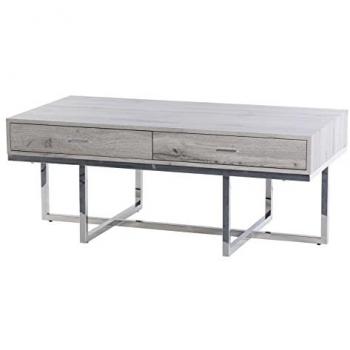 Mesa Centro Inox MDF 120x60x45 Cm Elegante y Resistente