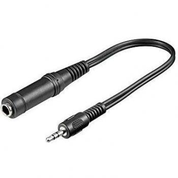 Cable de Audio Estéreo Jack 6.35mm Hembra a Jack 3.5mm Macho 20cm Negro
