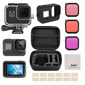 Deyard kit de accesorios para GoPro Hero 8 Black con funda a prueba de golpes + funda a prueba de agua + protector de pantalla de vidrio templado + funda de silicona para GoPro Hero 8 Black