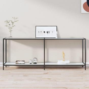 Mesa consola de vidrio templado 200x35x75,5 cm - Transparente, Negro, Mármol blanco, Mesa de sofá, Mesa de Entrada para Salón, Consola de Entrada, Mueble Recibidor, Mesita auxiliar
