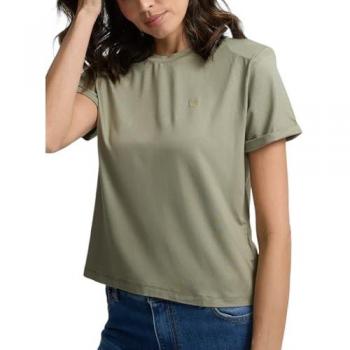 Silbon - Camiseta mujer lurex hombreras verde manga corta Talla L