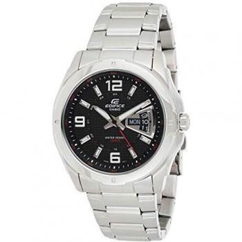 Casio EDIFICE Reloj en caja sólida, 10 BAR, Negro, para Hombre, con Correa de Acero inoxidable, EF-129D-1AVEF