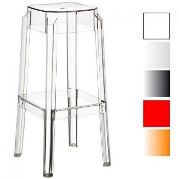 Taburete Fox Transparente para Exteriores - Resistente, Ligero y Estable (75 cm)