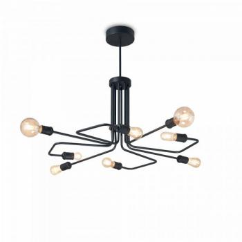 Plafón Triumph Black Metal 8 bombillas 66cm, Lámpara colgante de techo Multi Arm para interior 8 luces Negro, E27