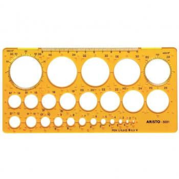 Plantilla Circular ARISTO 25 Círculos de 1-36mm Transparente Amarillo