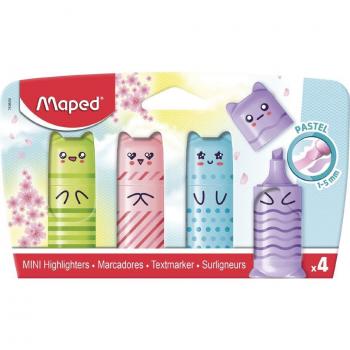 Marcador pastel mini pocket x4 CB MAPED - Blister con 4 marcadores de colores pastel surtidos