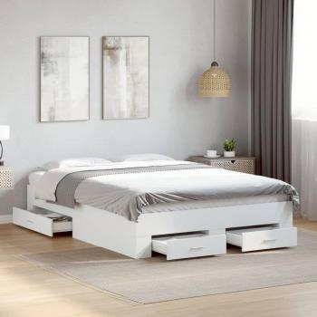 Cama con Cajones Blanca 120x200 cm en Madera Multicapa