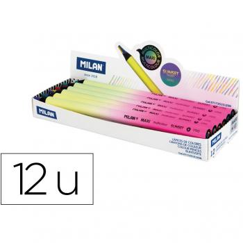 Caja expositora 12 lápices multicolor MAXI redondos, serie Sunset MILAN®