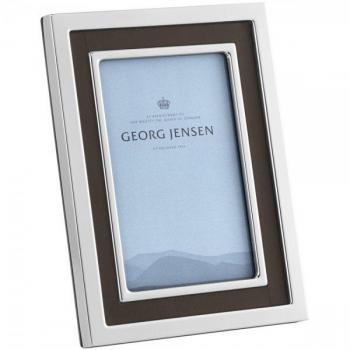 Georg Jensen Manhattan Frame - 20x15cm, Stainless Steel & Brown Leather