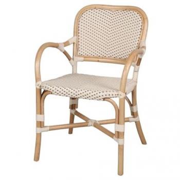 Sillón de Ratán Danica Crema y Marrón Estilo Bistró Natural