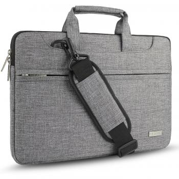 HSEOK Bolso Bandolera/Maletín para Portátil 15-16, Funda Protectora Laptop Sleeve Dura y Impermeable para 15 16 MacBook Pro, 15-15,6-16 HP ASUS Acer Lenovo DELL Notebook, Gris