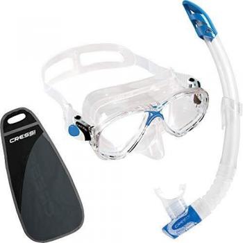 Cressi Marea VIP Gafas y Tubo de Snorkel Unisex Adulto, Transparente/Azul, Talla Única