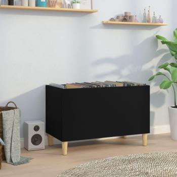 Mueble para discos de madera contrachapada negro 74,5x38x48 cm