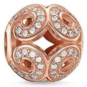 Thomas Sabo Rose Gold Plated Glittering Wave Charm Pendant K0027