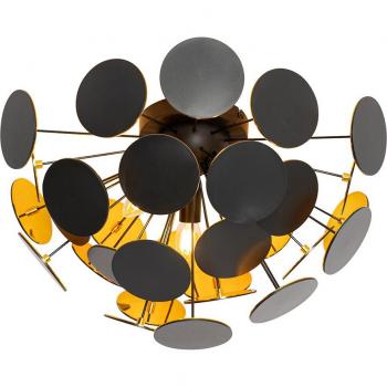Lámpara de techo Cerchio negra y dorada 54cm 3 luces diseño moderno