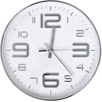 vidaXL Reloj Pared Redondo Moderno Cuarzo Agujas Cocina Baño Sala Blanco Plata