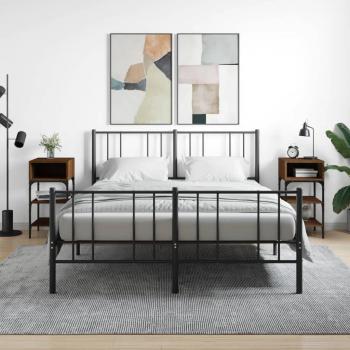 Mesita de noche vidaXL 2 unidades madera ingeniería 35x34,5x70cm Negro, Roble Sonoma, Roble ahumado para habitación, dormitorio, salón y estudio