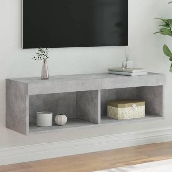 Mueble para TV con luces LED color gris cemento 100x30x30 cm