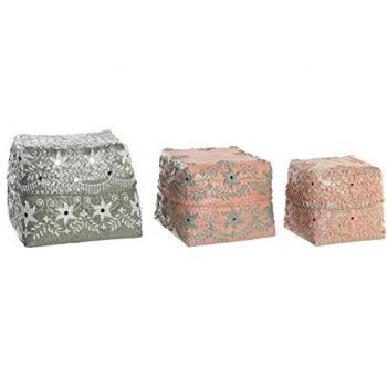 Juego de Cestas DKD Home Decor Multicolor Bambú Boho 27 x 27 x 23 cm
