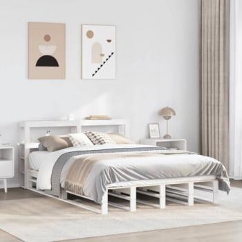 Estructura de cama de madera de pino blanca 140x200 cm con cabecero