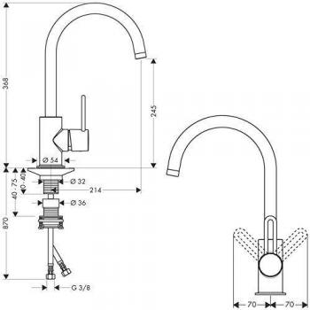 Hansgrohe Spültischarmatur Axor Uno 2 steel optik 38830800