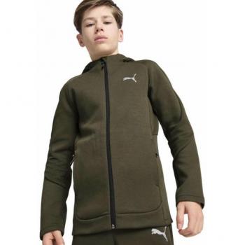 Sudadera con capucha Puma Evostripe FZ verde caqui infantil - Talla 152, algodón, casual, deportivo