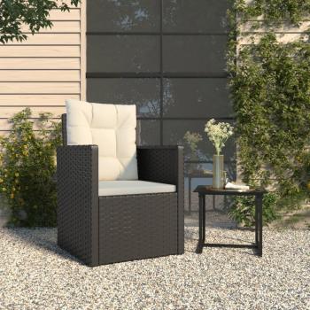 Black Poly Rattan Garden Armchair with Cushions