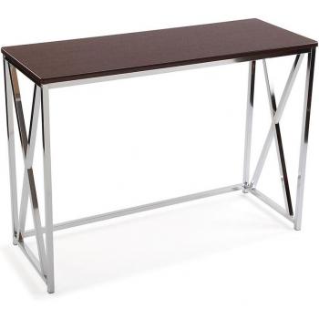 Mesa consola modena de madera y metal para la entrada o el pasillo, color marrón