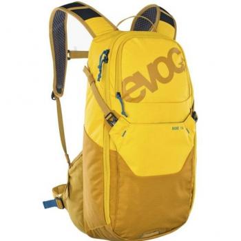Mochila Evoc Ride 16L Amarillo Marrón, Capacidad de 16 litros, Diseño ergonómico, Sistema de ventilación en la espalda, Compartimento para hidratación, Bolsillos organizadores, Reflectores para mayor vis