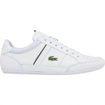 Lacoste Chaymon Men's White and Black Leather Low Top Sneakers - Size 10