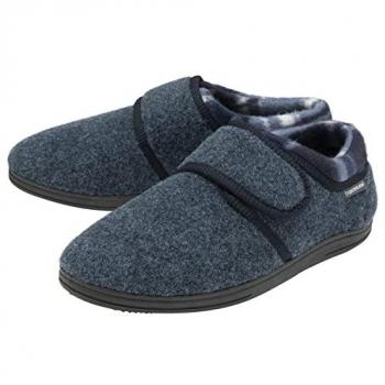Dunlop Men's Orthopedic Memory Foam Velcro Slippers - Easy Close Indoor Footwear