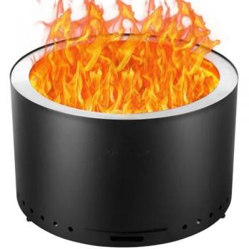 VEVOR Smokeless Wood Burning Fire Pit with Removable Ash Pan, 18 High x 28 Diameter, Portable SUS430 Stainless Steel Design