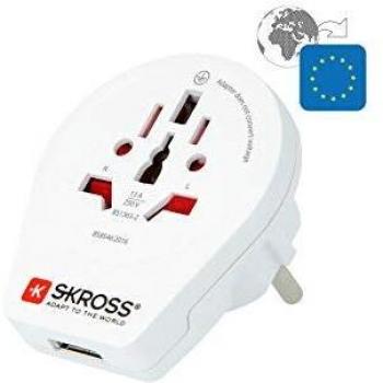 Skross SKAV0004 - Cargador de viaje con USB universal a Europa, color blanco