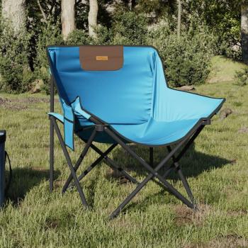 Sillas de camping plegables con bolsillo 2 piezas azul brillante