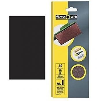 Flexovit 63642526327 Hojas Cortadas de Papel Lija, A203, Blíster, Medio Grano, 80 Tamaño Grano, 115 mm A x 280 mm L, Set de 10