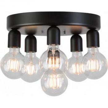 Lámpara de techo REGAL en metal y negro mate, diámetro 32 cm, con forma de globo, 6 luces, tipo de casquillo E27