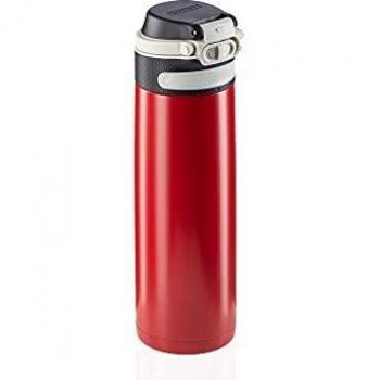 Botella Térmica Leifheit Flip 600 ml Acero Inoxidable Rojo con Tapón de Rosca y Bloqueo Antifugas