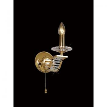 Aplique Niobe 1 bombilla oro y cristal