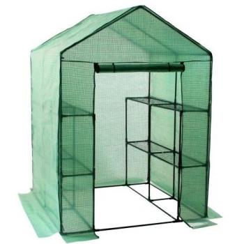 Invernadero de lámina Zelsius con 8 estantes, dimensiones 195x143x143 cm, Casa del tomate
