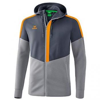 Erima Training Jacket for Children - Hooded, Slate Grey/Monument Grey/New Orange, Size 152 cm, Male