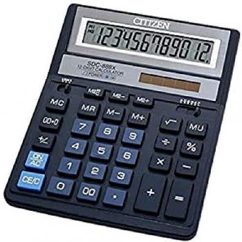 Calculadora de Oficina Citizen SDC-888XBL, 12 Dígitos, Color Azul, Tamaño 203x158mm