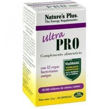 Ultra Probiotics Sin Gluten 30 cápsulas - Nature's Plus, probiótico de alta potencia, sin gluten, formulación de 30 cápsulas