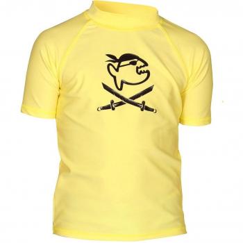 iQ-Company UV 300 Shirt Kids Jolly Fish - Camiseta con manga corta de natación para niños, color amarillo, talla 146 cm