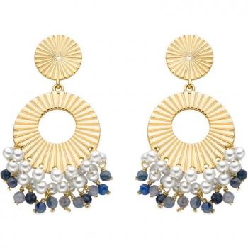 Pendientes Prisya Luxenter de Cristal Azul con baño de oro amarillo de 18K