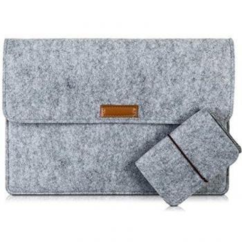 kwmobile Funda de fieltro para portátil para 15 15,6 Laptop / Ultrabook - Bolso para notebook funda protectora portátil en gris con compartimentos interiores Dimensiones interiores: approx. 41,5 x 31 cm