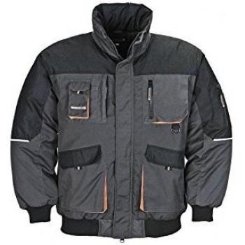Chaqueta Piloto Terrax T-77417, Tamaño M, Color Gris Oscuro/Negro/Naranja, Aislante 65% Poliéster/35% Algodón